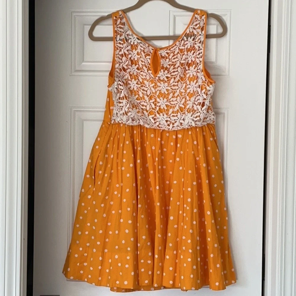 Moulinette Soeurs Orange Polka Dot Dress - Picture 2 of 3
